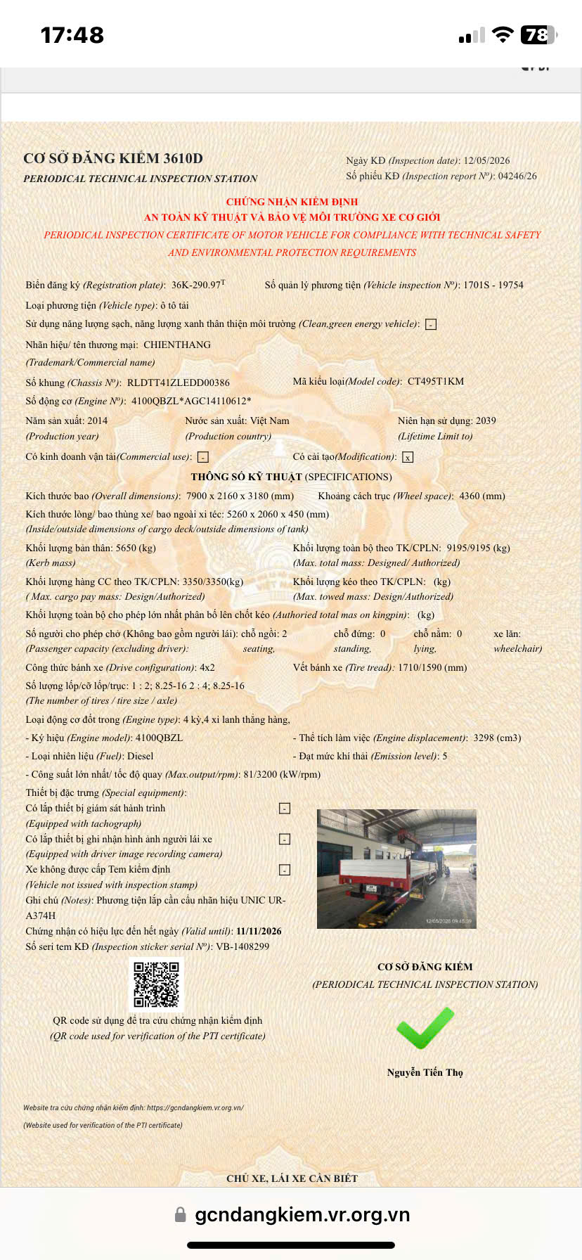 ban xe tai cau chien thang sx2014