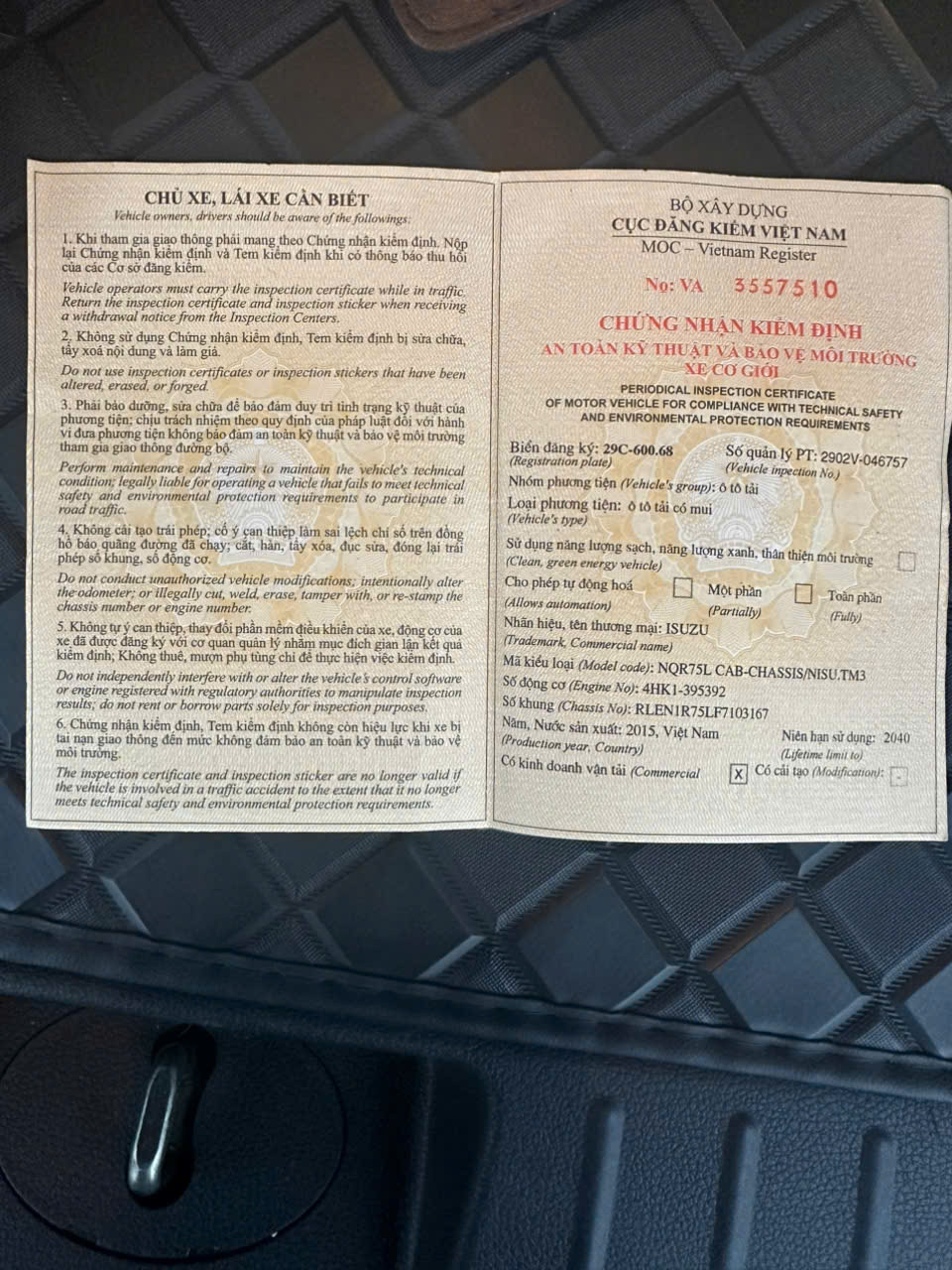 izuzu 150 ps sx 2015 tai hon 5 tan thung dai 5 m 8